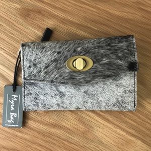 Myra Handbags Fudge Factor Leather and Hair-On Wallet